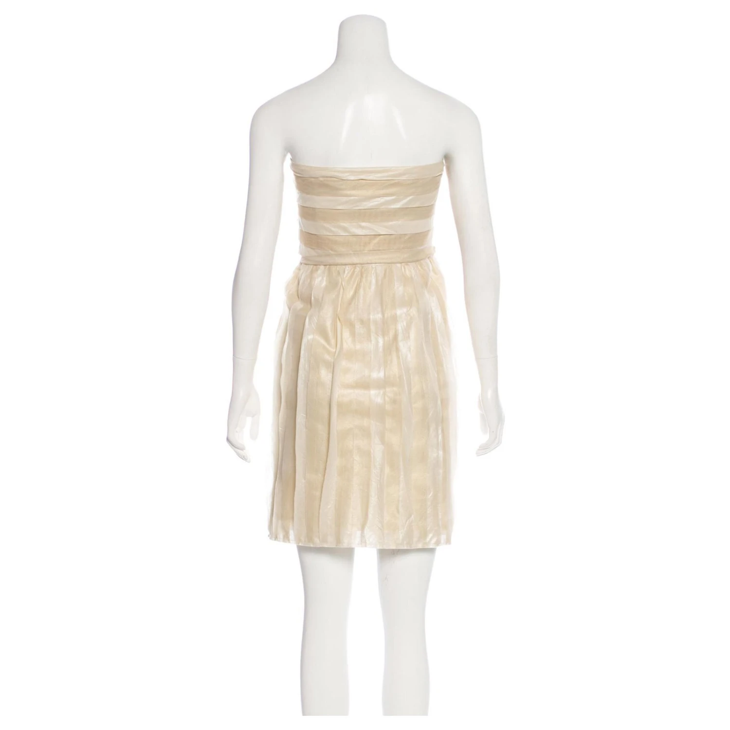 Diane Von Furstenberg Goldenes Kari-Kleid Beige 3 Diane Von Furstenberg Goldenes Kari-Kleid Beige – Bild 3