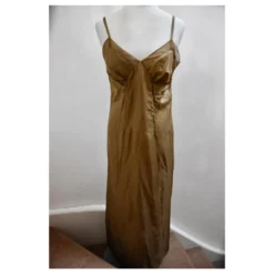 New Antik Batik Braune Seide 2-schichtiges Langes Kleid. S -Deutschland Fem Leucht Verkaufs-Shop 140193 5