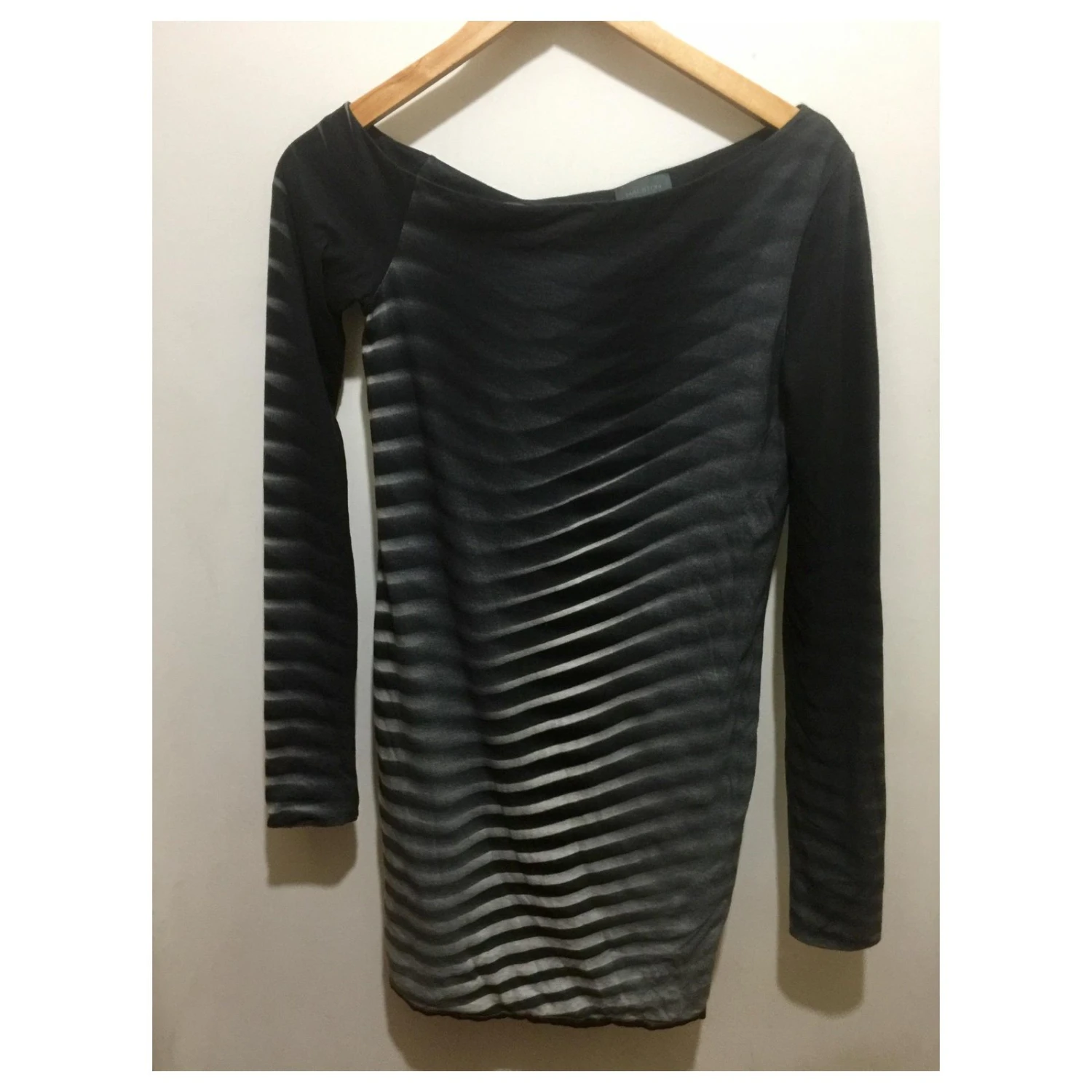 Autre Marque Original Vintage Halston Kleid Weiß Grau Anthrazitgrau 1 Autre Marque Original Vintage Halston Kleid Weiß Grau Anthrazitgrau