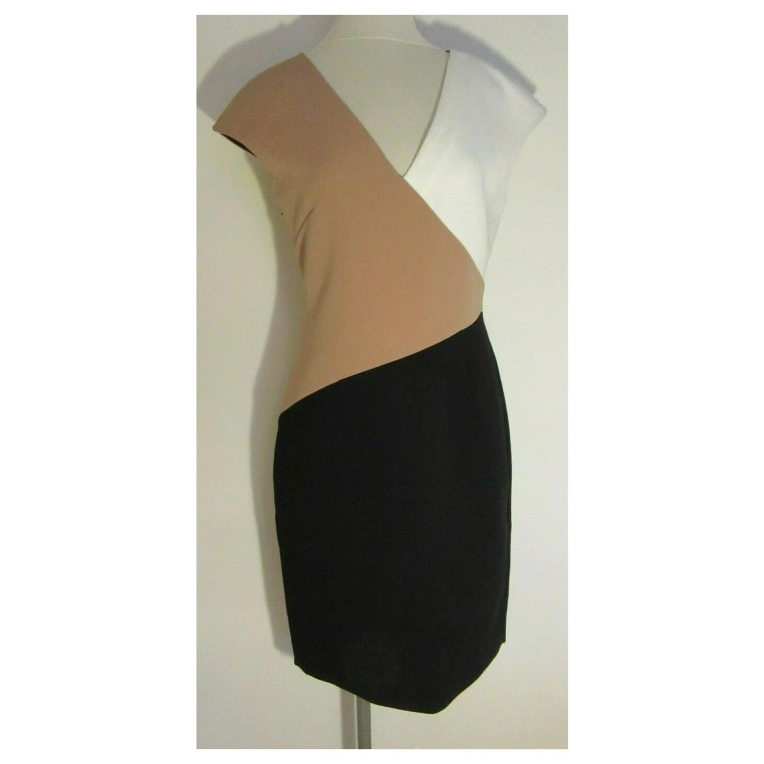 Diane Von Furstenberg Colourblock-Kleid Schwarz Weiß Karamell 2 Diane Von Furstenberg Colourblock-Kleid Schwarz Weiß Karamell – Bild 2