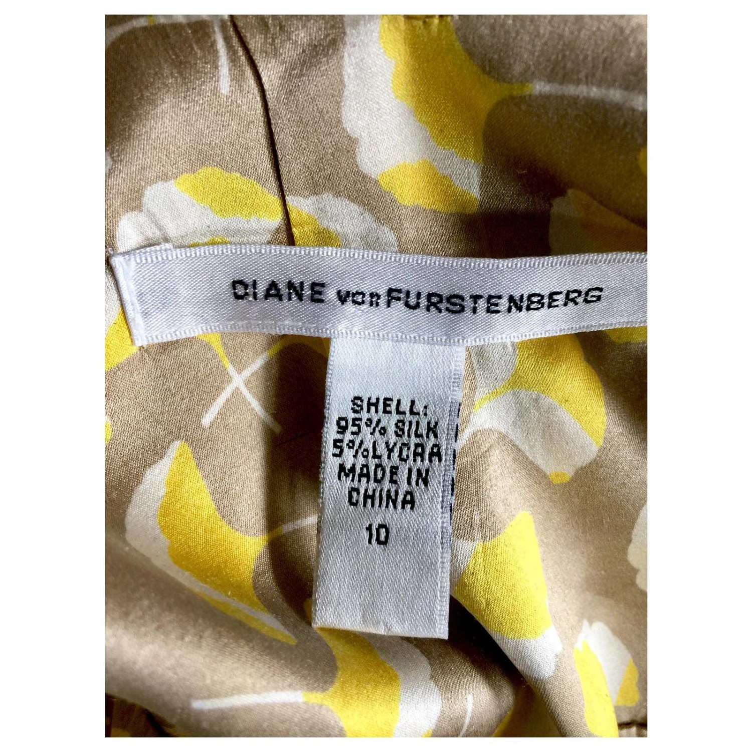 Diane Von Furstenberg DvF Frandarly Kleid Golden Gelb Creme 4 Diane Von Furstenberg DvF Frandarly Kleid Golden Gelb Creme – Bild 4