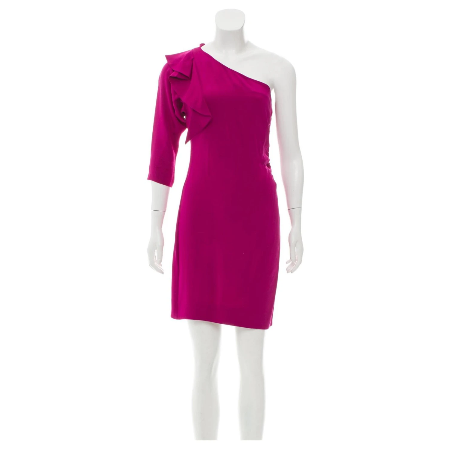 Diane Von Furstenberg DvF Ein Schulteriges Seiden-Cobb-Kleid Fuschia 2 Diane Von Furstenberg DvF Ein Schulteriges Seiden-Cobb-Kleid Fuschia – Bild 2