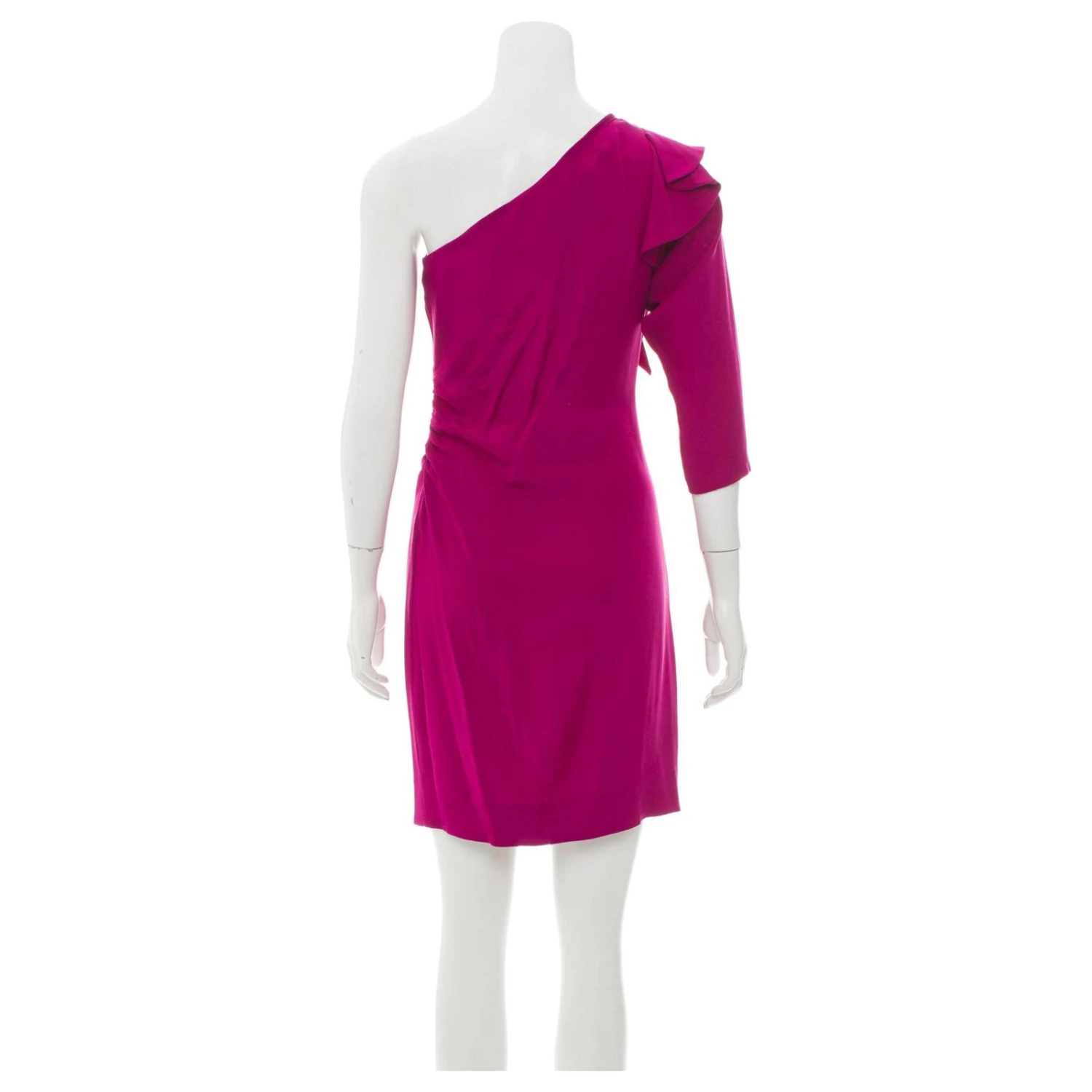 Diane Von Furstenberg DvF Ein Schulteriges Seiden-Cobb-Kleid Fuschia 3 Diane Von Furstenberg DvF Ein Schulteriges Seiden-Cobb-Kleid Fuschia – Bild 3