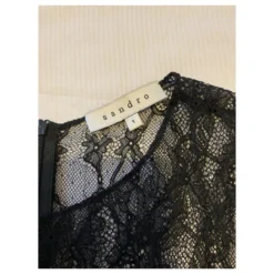 Sandro Schwarzes Kleid Mit Spitze -Deutschland Fem Leucht Verkaufs-Shop 207511 3