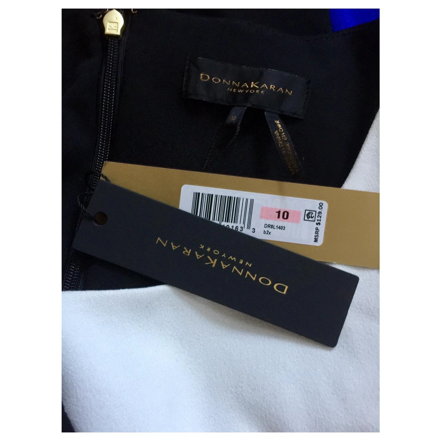 Donna Karan Aline Kleid Schwarz Weiß Blau 10 Donna Karan Aline Kleid Schwarz Weiß Blau – Bild 10