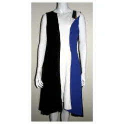 Donna Karan Aline Kleid Schwarz Weiß Blau 12 Donna Karan Aline Kleid Schwarz Weiß Blau -Deutschland Fem Leucht Verkaufs-Shop 208325 3