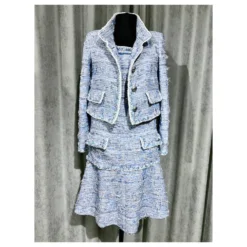 Chanel 12K $ Tweedjacke + Kleid Blau -Deutschland Fem Leucht Verkaufs-Shop 258237 3