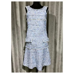 Chanel 12K $ Tweedjacke + Kleid Blau -Deutschland Fem Leucht Verkaufs-Shop 258237 4