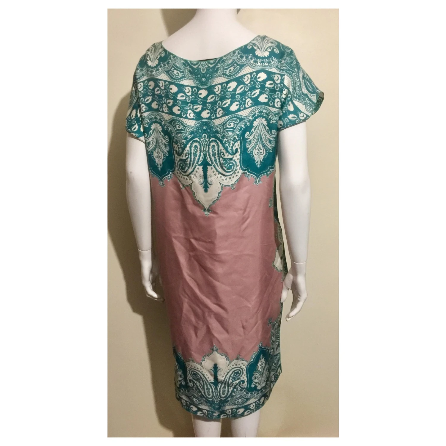 Etro Seidenkaftan-Kleid Pink Weiß Grün 2 Etro Seidenkaftan-Kleid Pink Weiß Grün – Bild 2