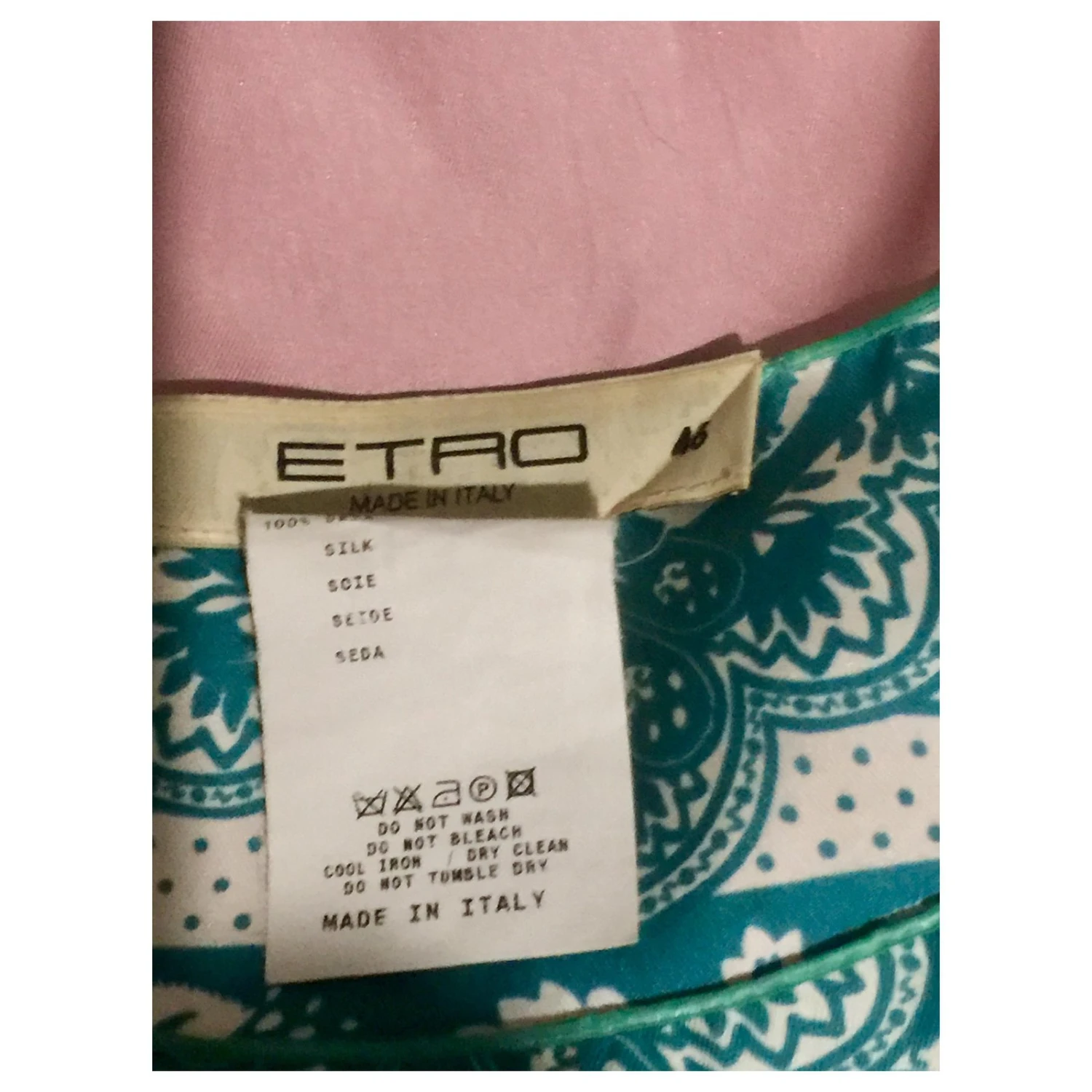 Etro Seidenkaftan-Kleid Pink Weiß Grün 5 Etro Seidenkaftan-Kleid Pink Weiß Grün – Bild 5