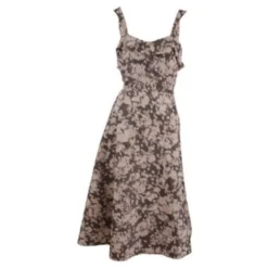Acne Lillian Kleid Mit Ikat Print Braun Weiß Beige -Deutschland Fem Leucht Verkaufs-Shop 269317 4