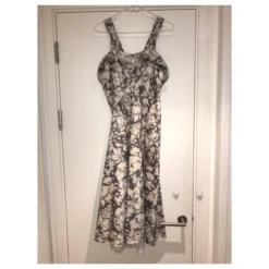 Acne Lillian Kleid Mit Ikat Print Braun Weiß Beige -Deutschland Fem Leucht Verkaufs-Shop 269317 5