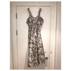 Acne Lillian Kleid Mit Ikat Print Braun Weiß Beige -Deutschland Fem Leucht Verkaufs-Shop 269317 6