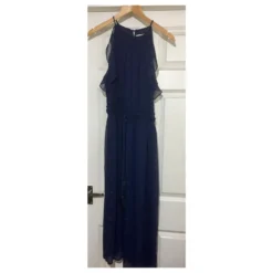 Michael Kors Maxi Chiffon Georgette Kleid Dunkelblau -Deutschland Fem Leucht Verkaufs-Shop 285465 10