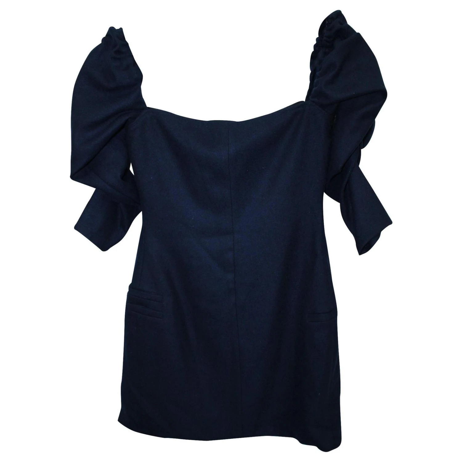 Autre Marque Dunkelblaues Schulterfreies Kleid Mit Reißverschluss Vorne Marineblau 2 Autre Marque Dunkelblaues Schulterfreies Kleid Mit Reißverschluss Vorne Marineblau – Bild 2