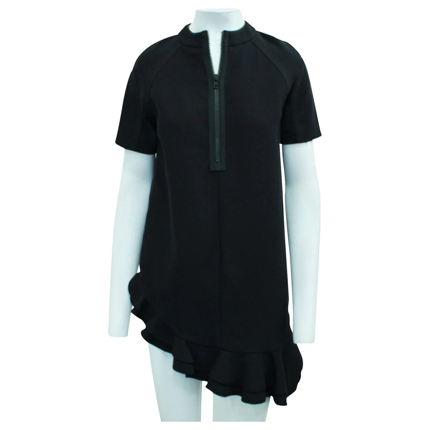 Marni Schwarzes Asymmetrisches Kleid Mit Rüschen 2 Marni Schwarzes Asymmetrisches Kleid Mit Rüschen – Bild 2