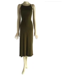 Céline Celine Rückenfreies Drapiertes Kleid Khaki -Deutschland Fem Leucht Verkaufs-Shop 374284 3