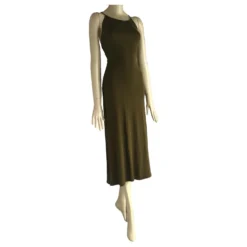 Céline Celine Rückenfreies Drapiertes Kleid Khaki -Deutschland Fem Leucht Verkaufs-Shop 374284 4