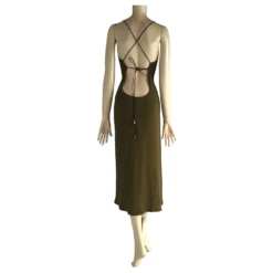 Céline Celine Rückenfreies Drapiertes Kleid Khaki -Deutschland Fem Leucht Verkaufs-Shop 374284 5