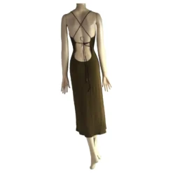 Céline Celine Rückenfreies Drapiertes Kleid Khaki -Deutschland Fem Leucht Verkaufs-Shop 374284 7