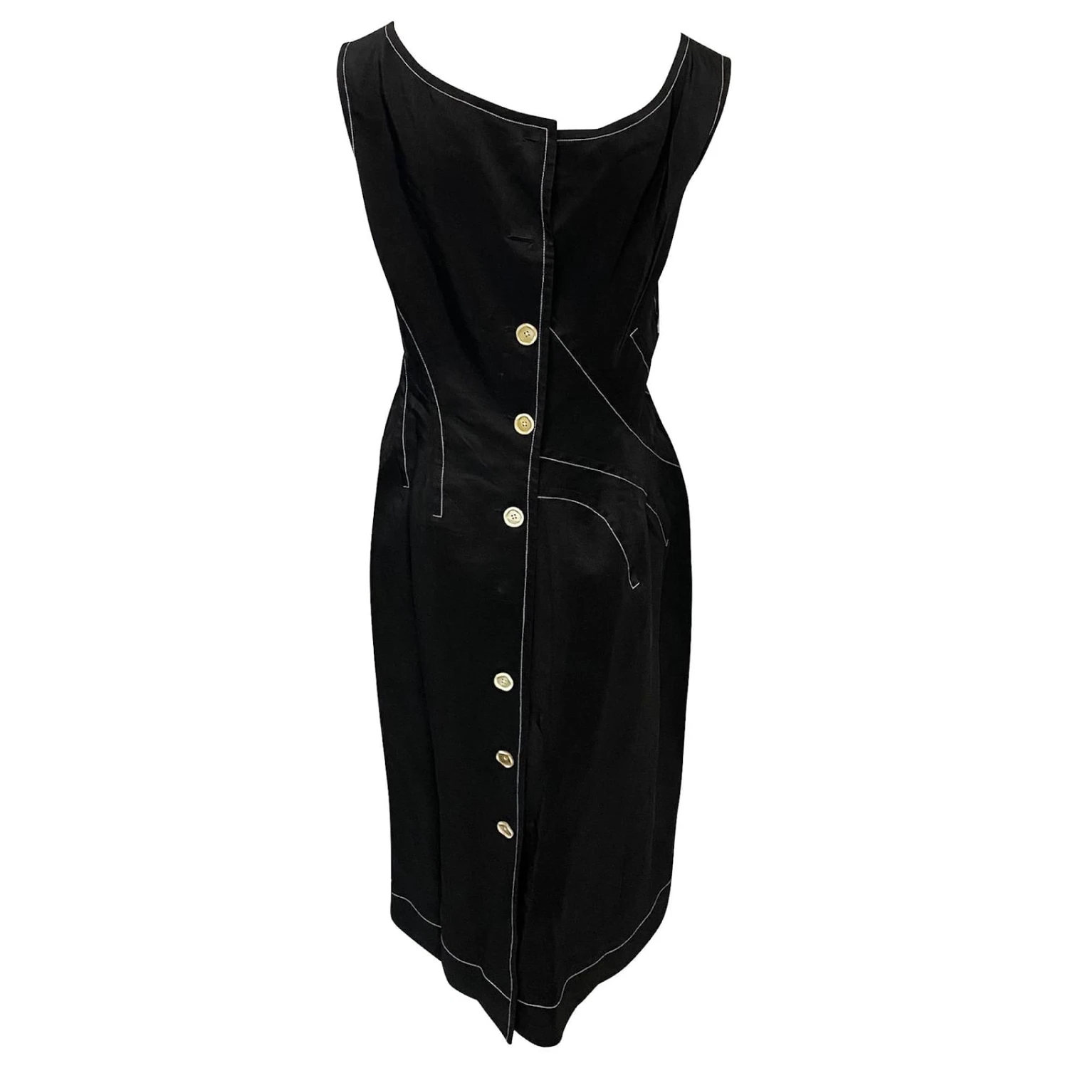 Marni Kleid Mit Kontrastnähten In Schwarz Ramie 2 Marni Kleid Mit Kontrastnähten In Schwarz Ramie – Bild 2