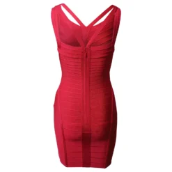 Herve Leger Bandage-Kleid Mit Gefütterten Trägern In Roter Kunstseide -Deutschland Fem Leucht Verkaufs-Shop 458769 3