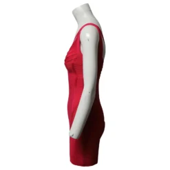 Herve Leger Bandage-Kleid Mit Gefütterten Trägern In Roter Kunstseide -Deutschland Fem Leucht Verkaufs-Shop 458769 5