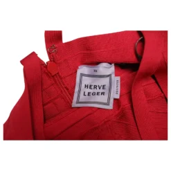 Herve Leger Bandage-Kleid Mit Gefütterten Trägern In Roter Kunstseide -Deutschland Fem Leucht Verkaufs-Shop 458769 6