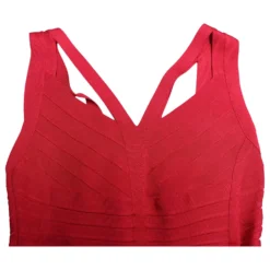 Herve Leger Bandage-Kleid Mit Gefütterten Trägern In Roter Kunstseide -Deutschland Fem Leucht Verkaufs-Shop 458769 7