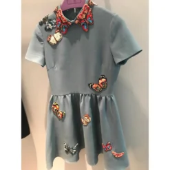 Valentino-Kleid Mit Applikationen IT38 Blau -Deutschland Fem Leucht Verkaufs-Shop 51011 8