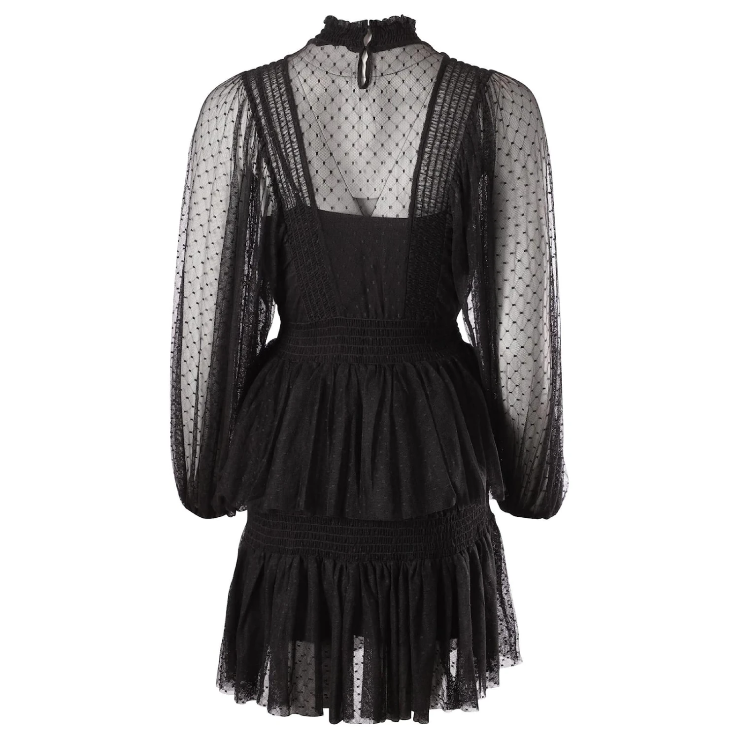 Maje Kleid Aus Tüll Mit Volant Aus Schwarzem Polyamid 3 Maje Kleid Aus Tüll Mit Volant Aus Schwarzem Polyamid – Bild 3