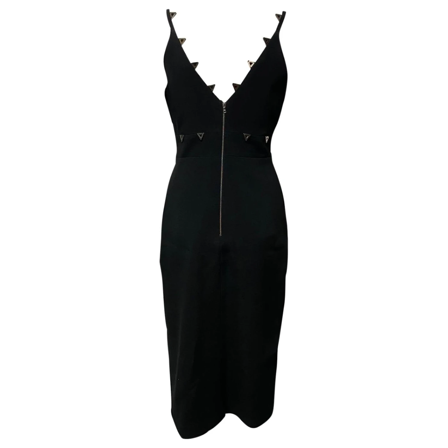 Autre Marque David Koma Verziertes Kleid Mit Tiefem Ausschnitt In Schwarzem Acetat 2 Autre Marque David Koma Verziertes Kleid Mit Tiefem Ausschnitt In Schwarzem Acetat – Bild 2