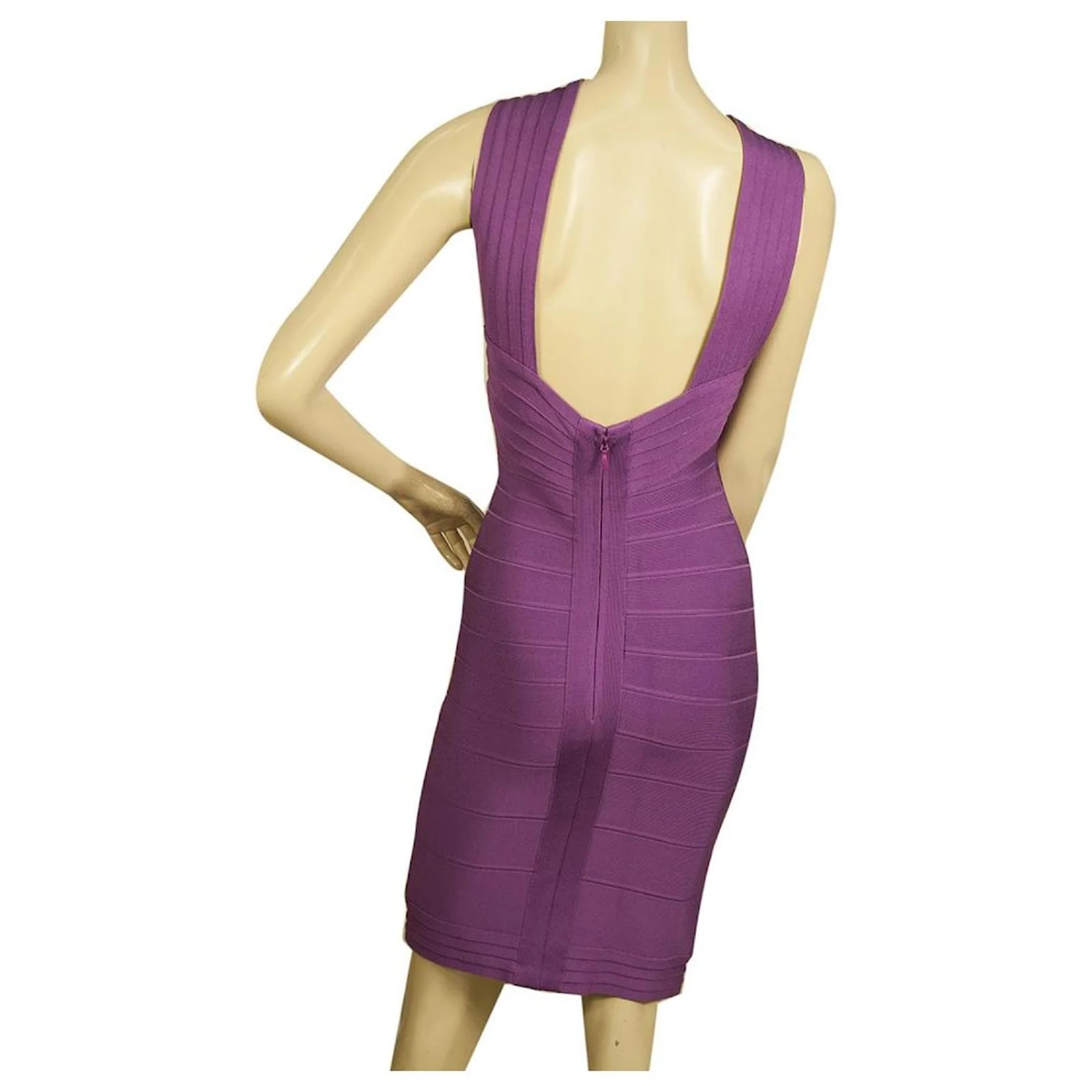 Herve Leger Purple Bandage Bodycon Ärmellos Minilänge Kleid Größe M Lila 2 Herve Leger Purple Bandage Bodycon Ärmellos Minilänge Kleid Größe M Lila – Bild 2
