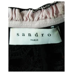 Sandro Schwarzes Mesh-Kleid Mit V-Ausschnitt -Deutschland Fem Leucht Verkaufs-Shop 548814 5