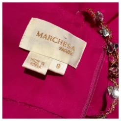 Kleid Aus Seidenchiffon Von Marchesa Notte Mit Juwelenbesetzten Trägern Pink Fuschia -Deutschland Fem Leucht Verkaufs-Shop 561378 6