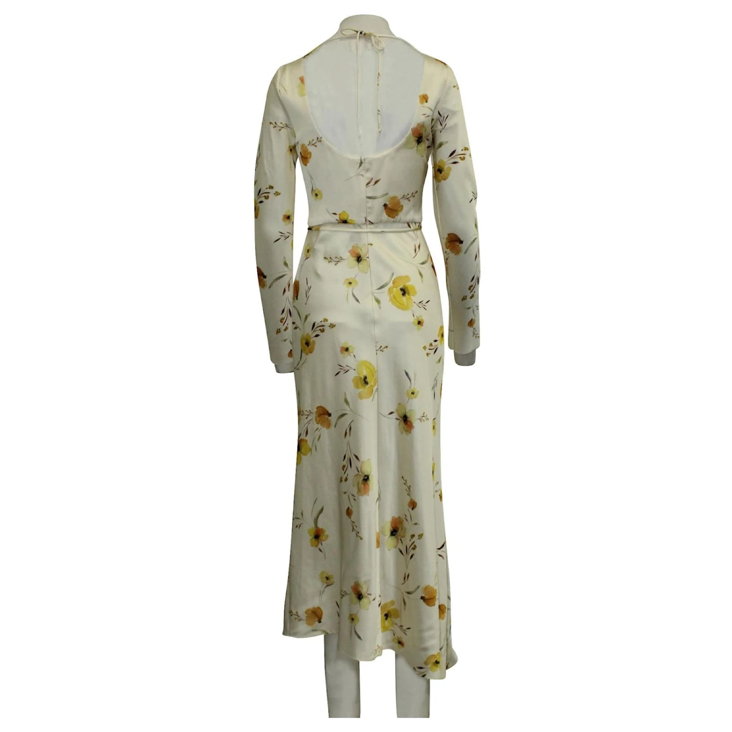 Autre Marque Gelbes, Langärmliges Kleid Aus Satin Mit Blumendruck 3 Autre Marque Gelbes, Langärmliges Kleid Aus Satin Mit Blumendruck – Bild 3