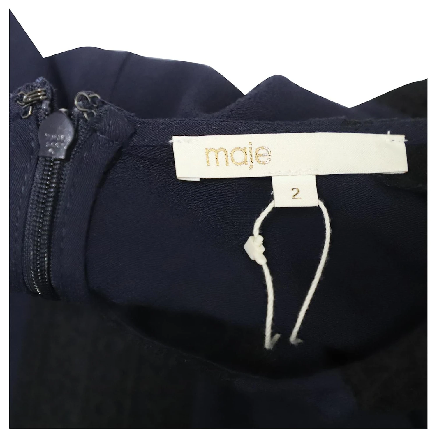 Maje Gestuftes Kleid Mit Spitze Und Volants Aus Marineblauer Viskose 7 Maje Gestuftes Kleid Mit Spitze Und Volants Aus Marineblauer Viskose – Bild 7