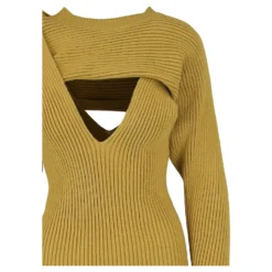 Bottega Veneta Kleid Aus Rippstrick Grün -Deutschland Fem Leucht Verkaufs-Shop 611536 3