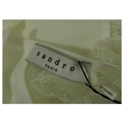 Sandro Ärmelloses Kleid Aus Elfenbeinfarbener Spitze Weiß Roh -Deutschland Fem Leucht Verkaufs-Shop 631776 5