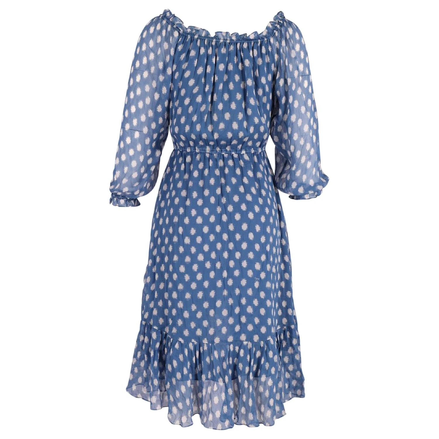 Diane Von Furstenberg Camila Schulterfreies Kleid Aus Blauer Seide 3 Diane Von Furstenberg Camila Schulterfreies Kleid Aus Blauer Seide – Bild 3