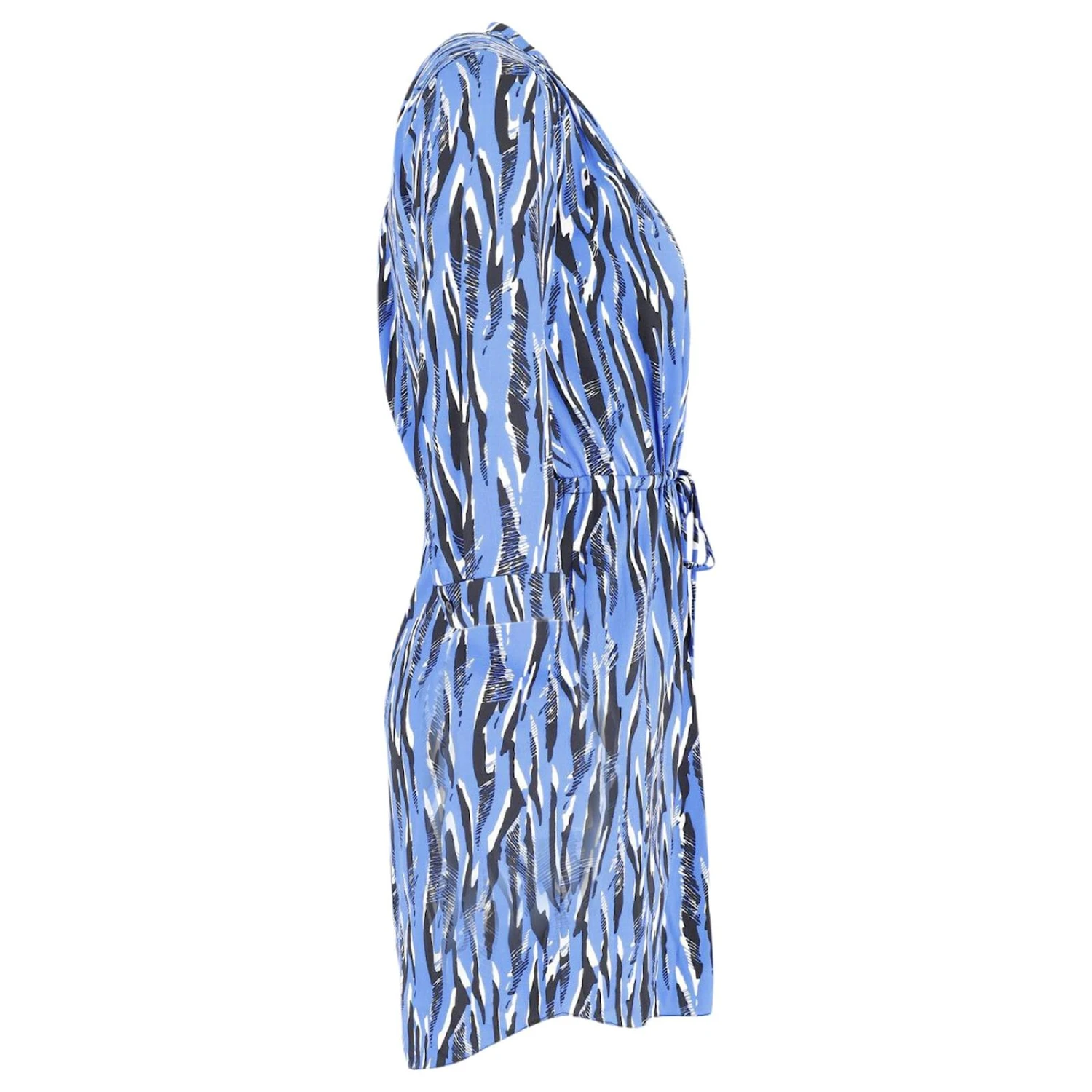 Diane Von Furstenberg Kleid Mit Taillenbund Und Zebramuster Aus Blauer Seide 2 Diane Von Furstenberg Kleid Mit Taillenbund Und Zebramuster Aus Blauer Seide – Bild 2