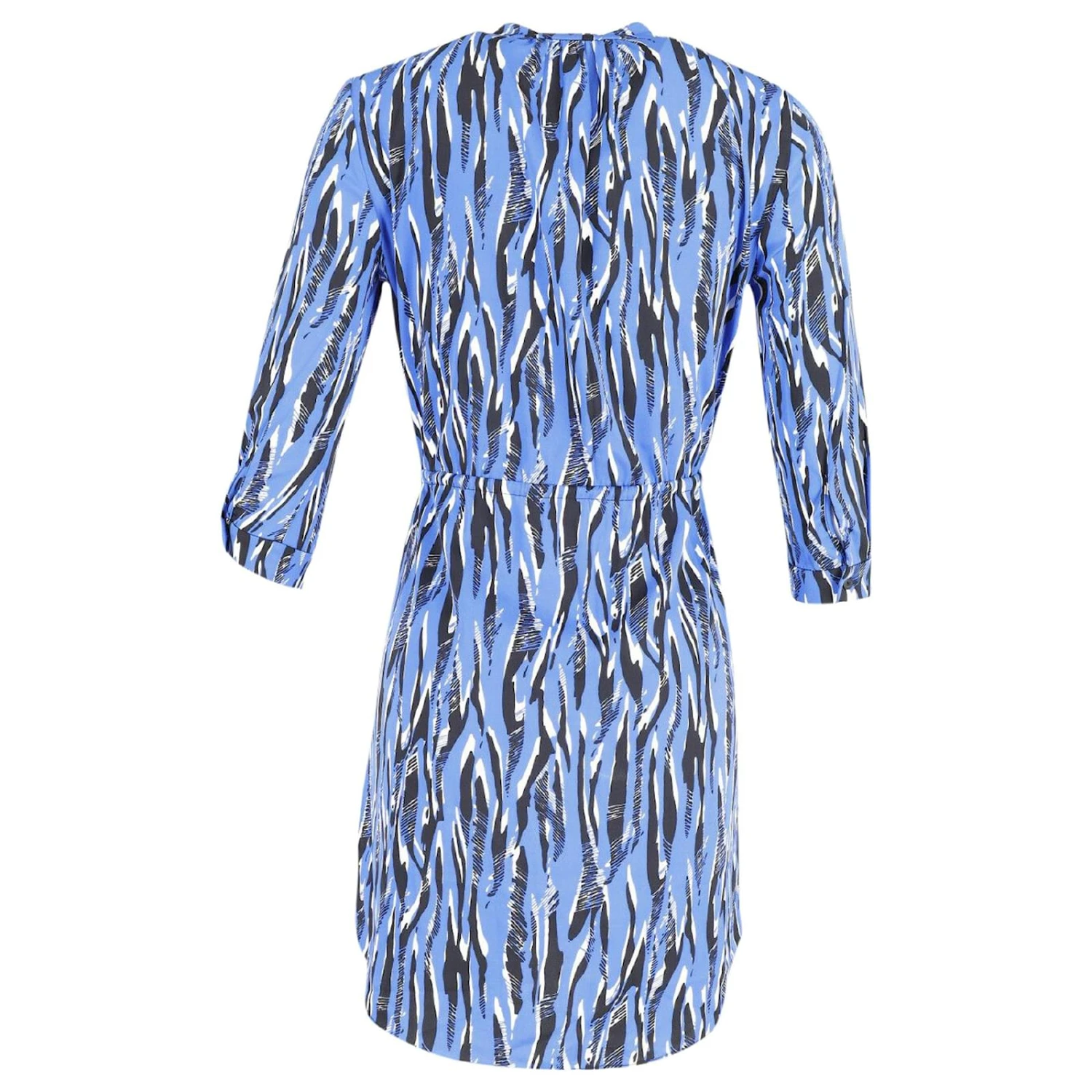 Diane Von Furstenberg Kleid Mit Taillenbund Und Zebramuster Aus Blauer Seide 3 Diane Von Furstenberg Kleid Mit Taillenbund Und Zebramuster Aus Blauer Seide – Bild 3