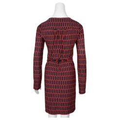 Michael Kors Rotes Und Dunkelblaues Langärmliges Kleid -Deutschland Fem Leucht Verkaufs-Shop 723405 3