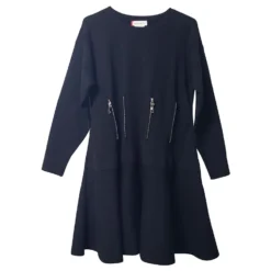 Alexander McQueen Pintuck Zip-Kleid Aus Schwarzer Wolle -Deutschland Fem Leucht Verkaufs-Shop 730473 4