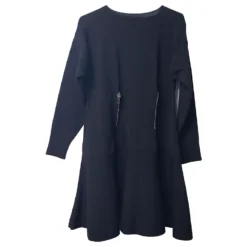 Alexander McQueen Pintuck Zip-Kleid Aus Schwarzer Wolle -Deutschland Fem Leucht Verkaufs-Shop 730473 5