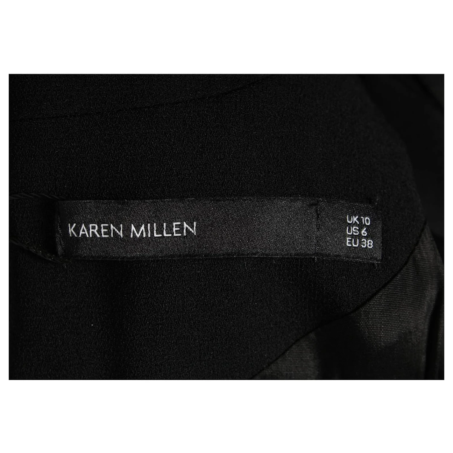 Karen Millen Schwarzes Kleid Mit Satin Revers 5 Karen Millen Schwarzes Kleid Mit Satin Revers – Bild 5