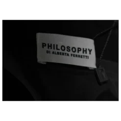 Philosophy Di Alberta Ferretti Schwarzes Langärmliges Kleid Mit Blauem Spitzenbesatz -Deutschland Fem Leucht Verkaufs-Shop 740554 5