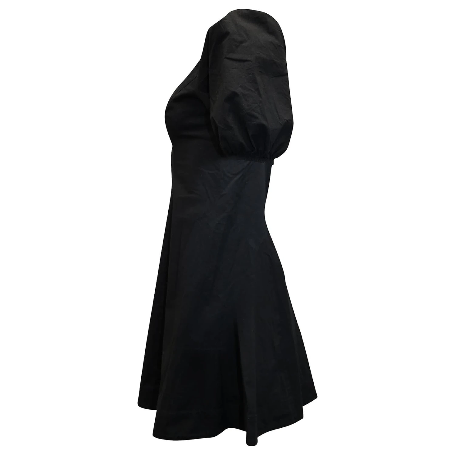 Staud Puff Sleeve Fit And Flare Kleid Aus Schwarzer Baumwolle 2 Staud Puff Sleeve Fit And Flare Kleid Aus Schwarzer Baumwolle – Bild 2