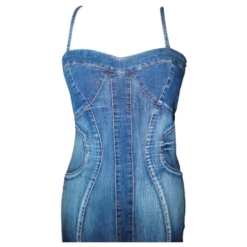 CHRISTIAN LACROIX KLEID PIN UP CANCAN RÜSCHEN GRAFIK T 36/38 Blau -Deutschland Fem Leucht Verkaufs-Shop 771543 5