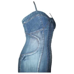 CHRISTIAN LACROIX KLEID PIN UP CANCAN RÜSCHEN GRAFIK T 36/38 Blau -Deutschland Fem Leucht Verkaufs-Shop 771543 7